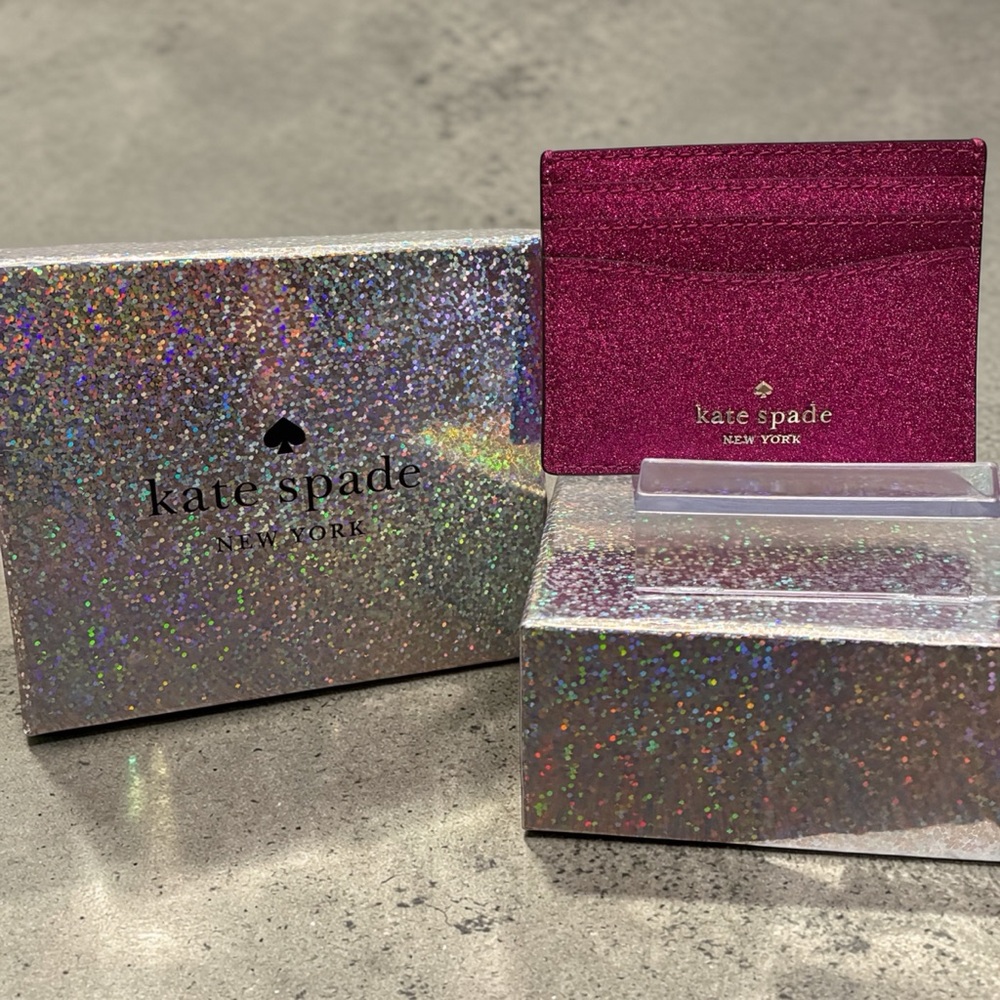 Kate Spade Magenta Full Glitter Card Holder MWT